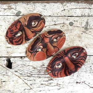 Vintage Halloween Devil Eye Masks Set of 3 Made in Japan Mid Century Paper Mache
